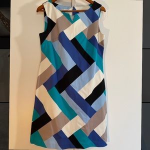 London times blue geometric business dress